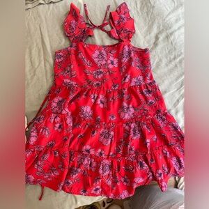Floral Red and Pink Dress